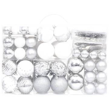 108 Piece Silver and White Christmas Bauble Set - Hipomarket