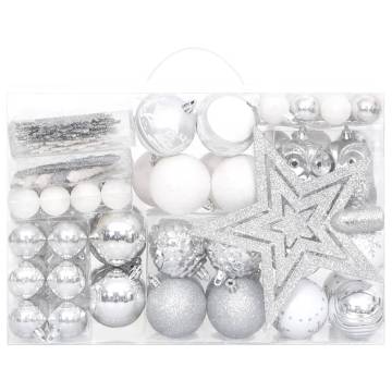 108 Piece Silver and White Christmas Bauble Set - Hipomarket