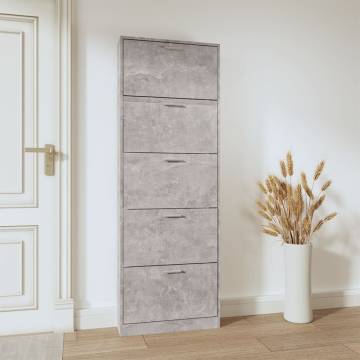 Shoe Cabinet Concrete Grey 59x17x169 cm - Modern Storage Solution