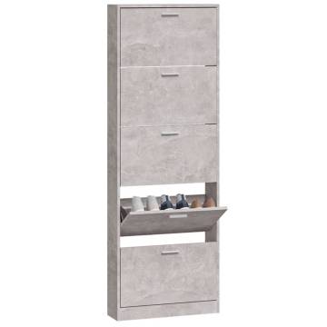 Shoe Cabinet Concrete Grey 59x17x169 cm - Modern Storage Solution