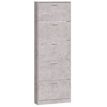 Shoe Cabinet Concrete Grey 59x17x169 cm - Modern Storage Solution