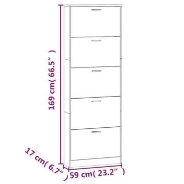 Shoe Cabinet Concrete Grey 59x17x169 cm - Modern Storage Solution