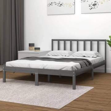 Grey Solid Wood Pine Bed Frame 120x200 cm - HipoMarket UK