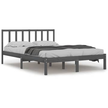 Grey Solid Wood Pine Bed Frame 120x200 cm - HipoMarket UK