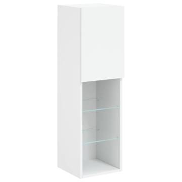 7 Piece LED TV Wall Cabinet Set in White - Stylish & Functional