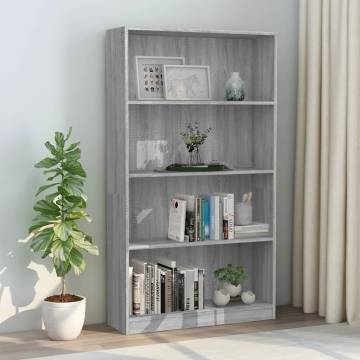 4-Tier Book Cabinet in Grey Sonoma - Stylish & Practical Storage