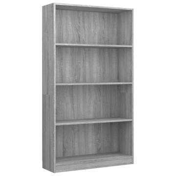 4-Tier Book Cabinet in Grey Sonoma - Stylish & Practical Storage