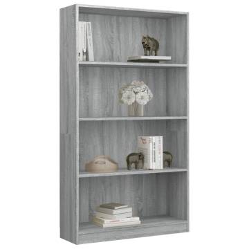 4-Tier Book Cabinet in Grey Sonoma - Stylish & Practical Storage