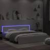 Bed Frame with Headboard and LED White 200x200 cm Colour white Size 200 x 200 cm 