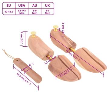 Shoe Stretcher with Horn - Solid Cedar EU 42-43.5