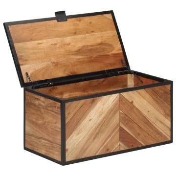 Storage Box 60x30x30 cm | Solid Wood Acacia & Iron Decor