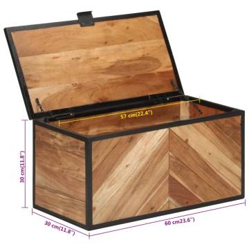 Storage Box 60x30x30 cm | Solid Wood Acacia & Iron Decor