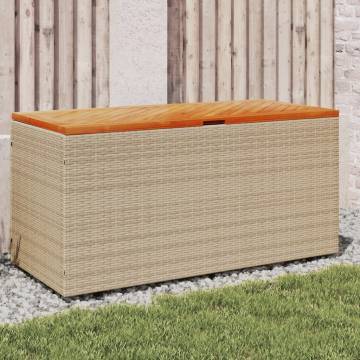 Beige Garden Storage Box 110x50x54 cm - Durable Poly Rattan