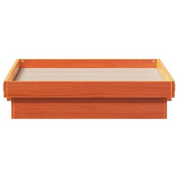 LED Bed Frame Wax Brown 90x200 cm - Solid Pine Wood