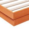 LED Bed Frame Wax Brown 90x200 cm - Solid Pine Wood