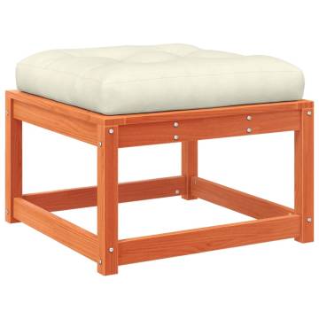 Stylish Garden Footstool with Cushions - Wax Brown Pine