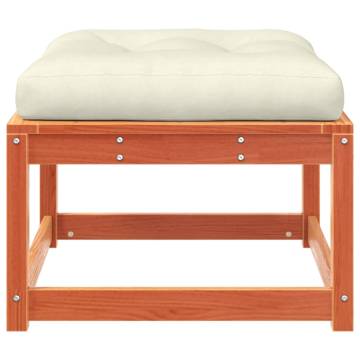 Stylish Garden Footstool with Cushions - Wax Brown Pine