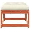 Stylish Garden Footstool with Cushions - Wax Brown Pine