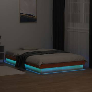 LED Bed Frame Wax Brown 120x200 cm Solid Pine Wood | HipoMarket