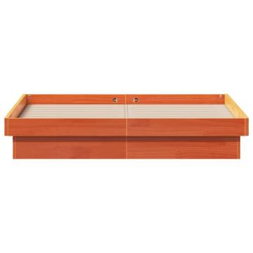 LED Bed Frame Wax Brown 120x200 cm Solid Pine Wood | HipoMarket