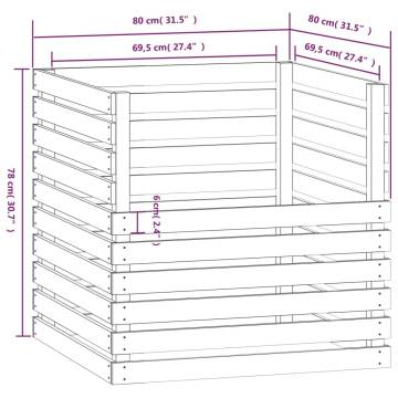 Composter Grey 80x80x78 cm | Solid Pine Wood for Waste Recycling