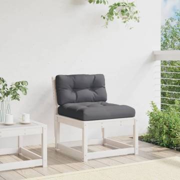 Elegant Garden Sofa with Cushions - White Solid Pine Wood