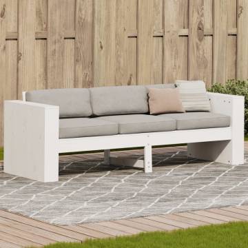 Garden Sofa 3-Seater - White Solid Pine | Hipo Market