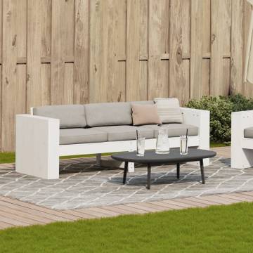 Garden Sofa 3-Seater - White Solid Pine | Hipo Market