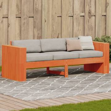 Garden Sofa 3-Seater Wax Brown | Solid Pine Wood Outdoor