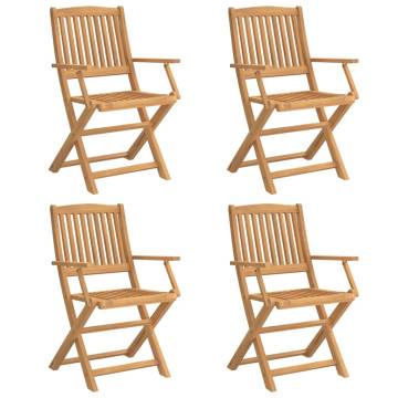 Folding Garden Chairs - 4 pcs Solid Acacia Wood - Durable & Stylish