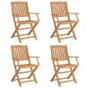 Folding Garden Chairs - 4 pcs Solid Acacia Wood - Durable & Stylish