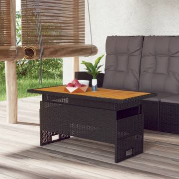 Garden Table Black 100x50 cm | Solid Acacia & Poly Rattan