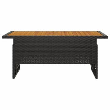 Garden Table Black 100x50 cm | Solid Acacia & Poly Rattan