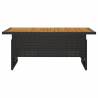 Garden Table Black 100x50 cm | Solid Acacia & Poly Rattan