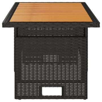 Garden Table Black 100x50 cm | Solid Acacia & Poly Rattan