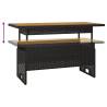 Garden Table Black 100x50 cm | Solid Acacia & Poly Rattan