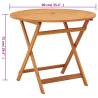 Folding Garden Table Ø90x75 cm - Solid Eucalyptus Wood