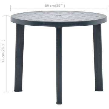 Garden Table Green 89 cm - Durable Plastic for Outdoor Use