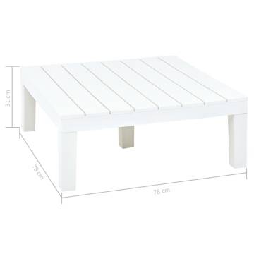 Garden Table White 78x78 cm - Weather-Resistant Plastic