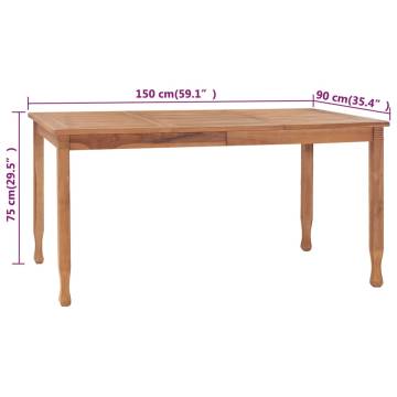 Garden Dining Table 150x90 cm | Solid Teak Wood Furniture