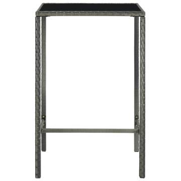 Garden Bar Table Grey 70x70x110 cm - Poly Rattan & Glass