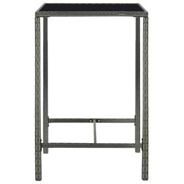 Garden Bar Table Grey 70x70x110 cm - Poly Rattan & Glass