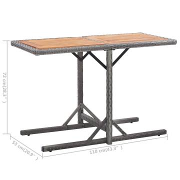 Garden Table Anthracite - Poly Rattan & Acacia Wood