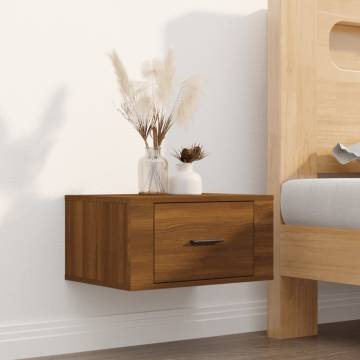 Wall-mounted Bedside Cabinet in Brown Oak | Hipomarket