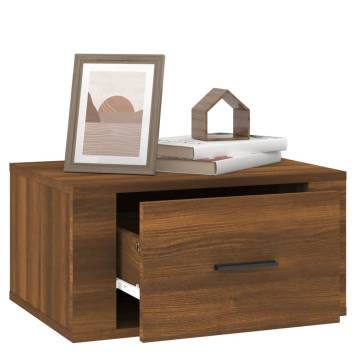 Wall-mounted Bedside Cabinet in Brown Oak | Hipomarket