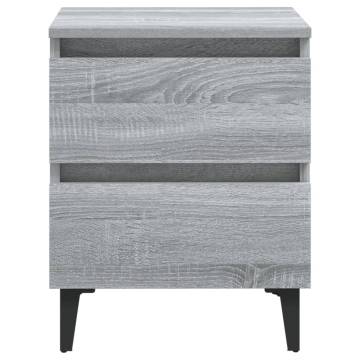 Chic Grey Sonoma Bed Cabinets with Metal Legs - 2 pcs