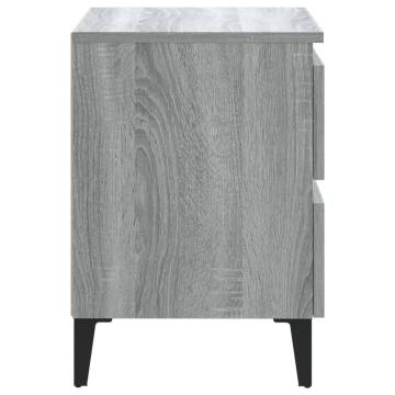 Chic Grey Sonoma Bed Cabinets with Metal Legs - 2 pcs