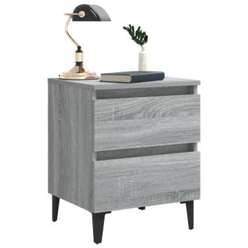 Chic Grey Sonoma Bed Cabinets with Metal Legs - 2 pcs