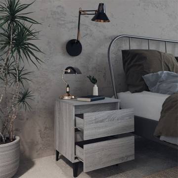 Chic Grey Sonoma Bed Cabinets with Metal Legs - 2 pcs