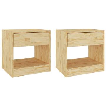 Solid Pinewood Bedside Cabinets - Rustic Charm Set of 2